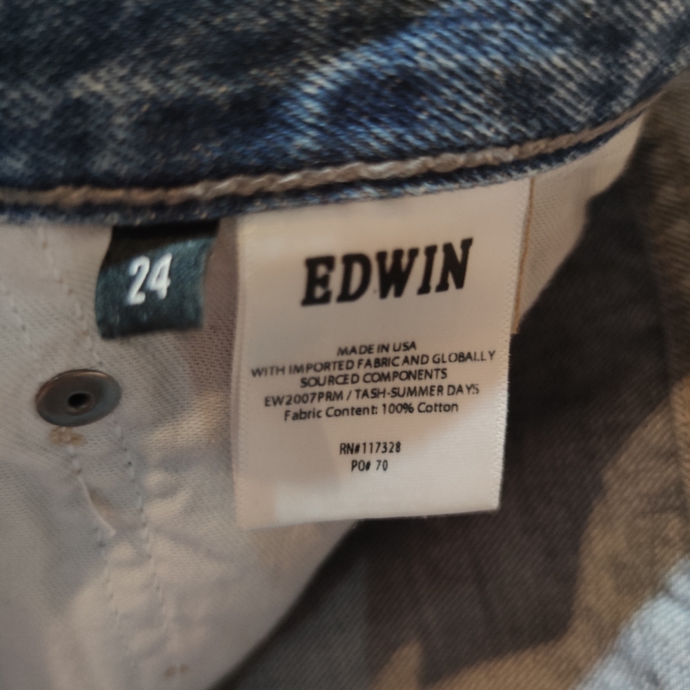 Edwin Tash Premium Denim 24 classic blue straight Leg jeans 100% cotton - Picture 6 of 11